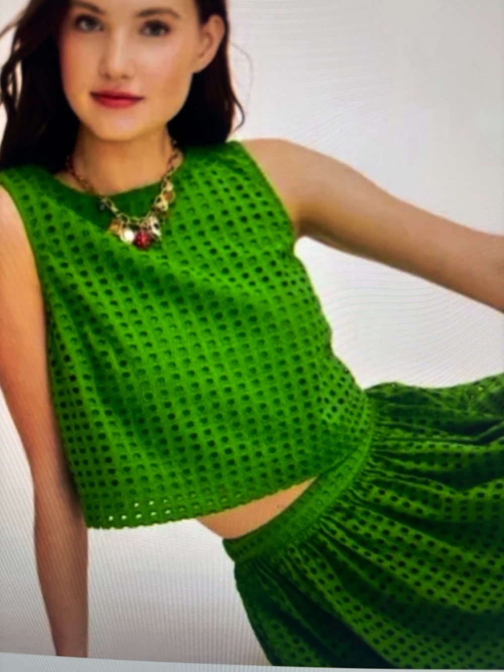 NWT Kate Spade New York x Target Matching Set Green Eyelet Midi-skirt & Shell XS
